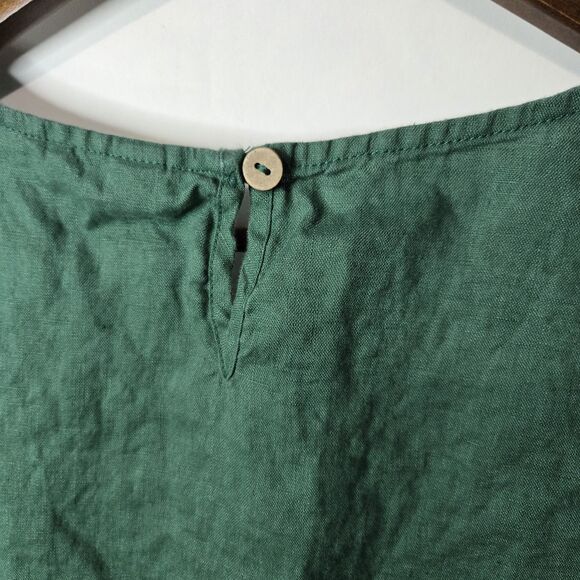 Grae Cove Green Linen Boxy Top Artsy Medium - Picture 6 of 7